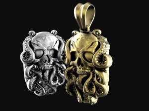 Skull with tentacles pendant 3D Print Model