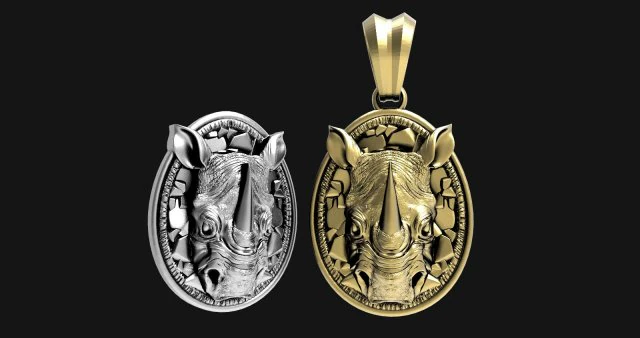 Rhinoceros Pendant 3D Print Model .c4d .max .obj .3ds .fbx .stl .blend 
