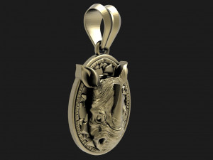 Rhinoceros Pendant 3D Print Model