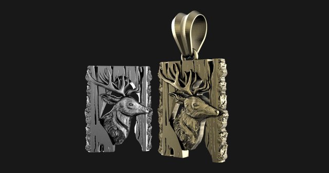 Deer pendant 3D Print Model .c4d .max .obj .3ds .fbx .stl .blend 