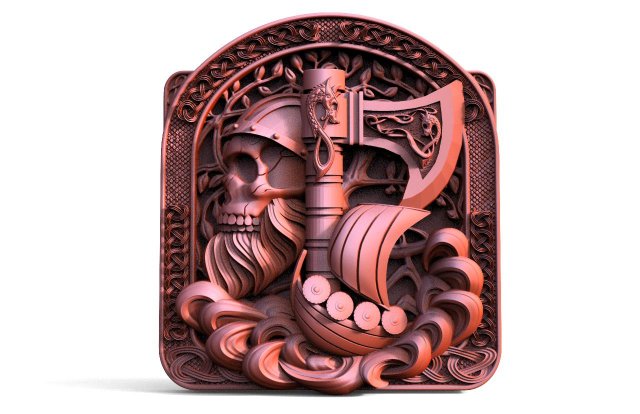 Viking Skull CNC Modelo de Impressão 3D .c4d .max .obj .3ds .fbx .stl .blend 