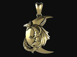 Dragon moon pendant 3D Print Model