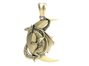 Dragon moon pendant Modello di stampa 3D
