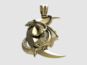 Dragon moon pendant Modello di stampa 3D