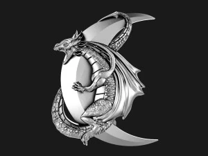 Dragon moon pendant 3D Print Model