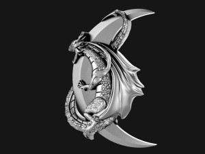 Dragon moon pendant Modello di stampa 3D