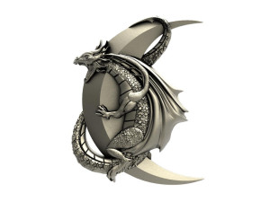Dragon moon pendant Modello di stampa 3D