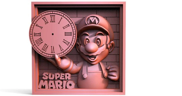 Super Mario Wall Clock CNC 3D Print Model .c4d .max .obj .3ds .fbx .stl .blend 