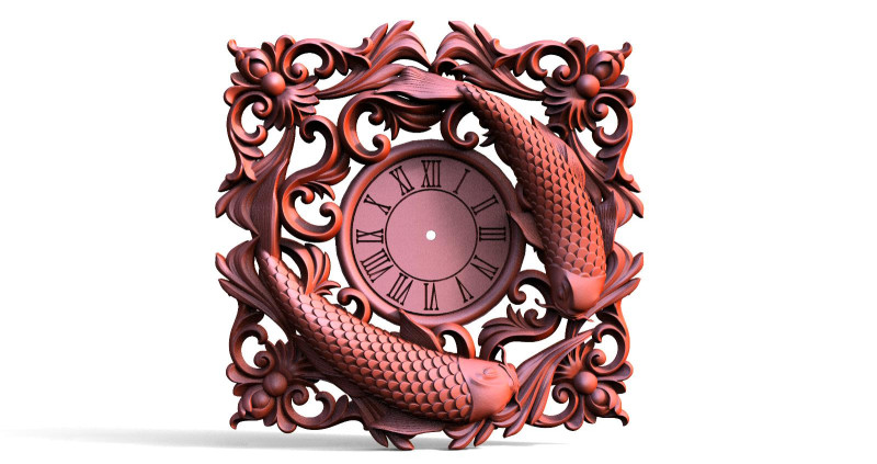 Fish wall clock CNC 3D Print Model .c4d .max .obj .3ds .fbx .stl .blend 