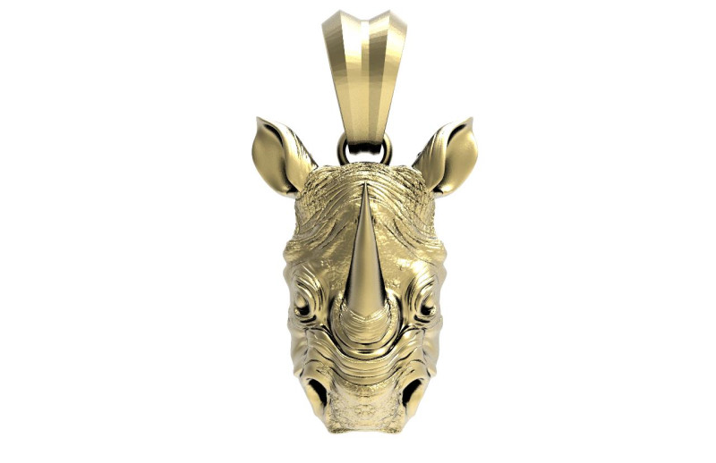 Rhinoceros head pendant 3D Принт Модель .c4d .max .obj .3ds .fbx .stl .blend