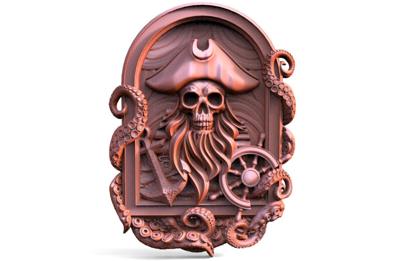 Pirate skull CNC 3D Print Model .c4d .max .obj .3ds .fbx .stl .blend 