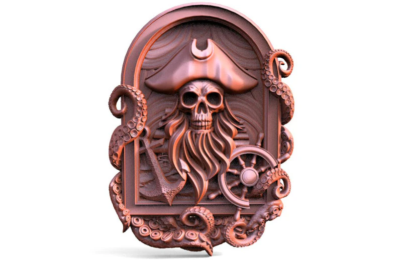 Pirate skull CNC 3D Print Model .c4d .max .obj .3ds .fbx .stl .blend 