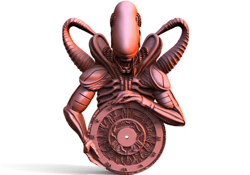 Alien wall clock CNC 3D Print Model .c4d .max .obj .3ds .fbx .stl .blend 