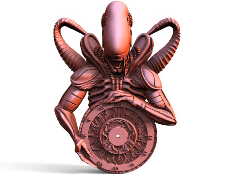Alien wall clock CNC 3D Print Model