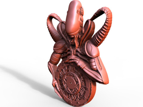 Alien wall clock CNC Model Cetak 3D