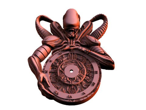 Alien wall clock CNC 3D Print Model