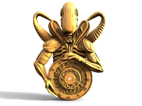 Alien wall clock CNC 3D Print Model