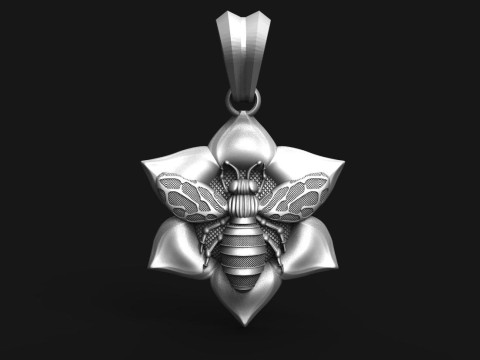 Bee and flower pendant 3Dプリントモデル