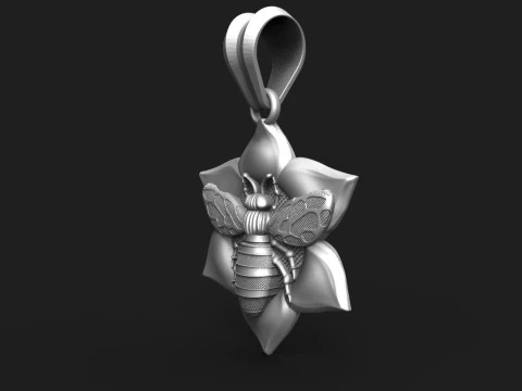 Bee and flower pendant 3D Print Model