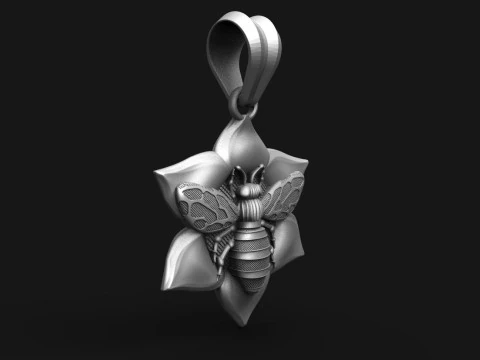 Bee and flower pendant 3D Print Model
