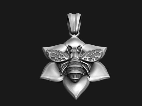 Bee and flower pendant 3D-Druckmodell