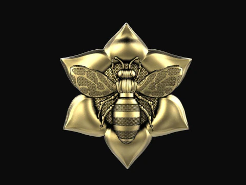 Bee and flower pendant 3D Print Model