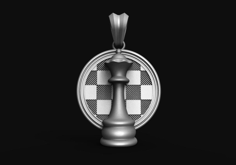 Chess Queen pendant 3D-printmodel .c4d .max .obj .3ds .fbx .stl .blend 