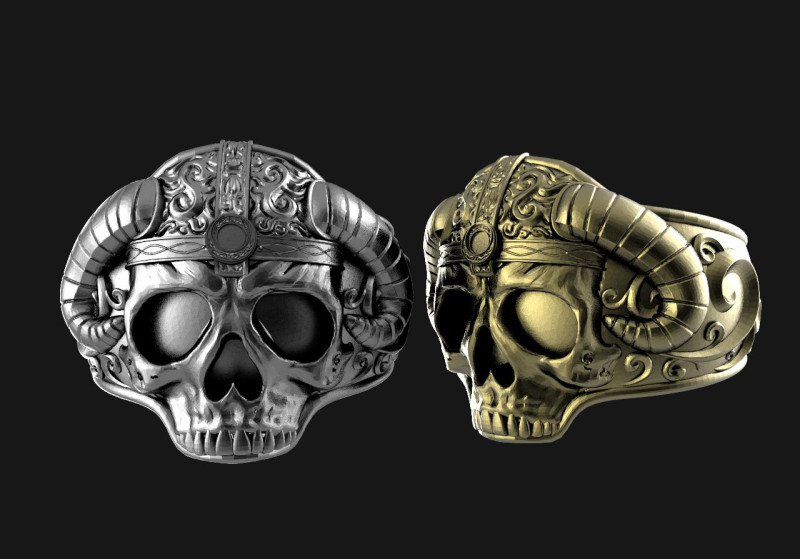 Viking Skull ring 3D Принт Модель .c4d .max .obj .3ds .fbx .stl .blend 