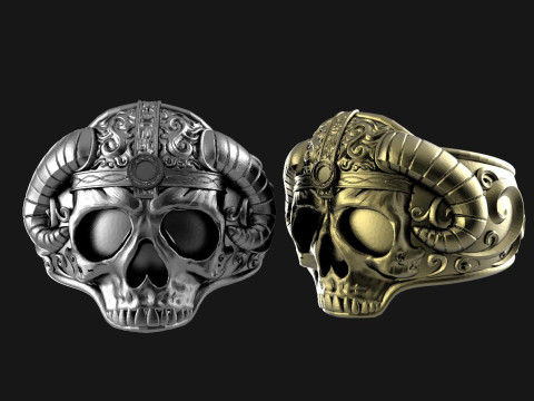 Viking Skull ring Model do druku 3D
