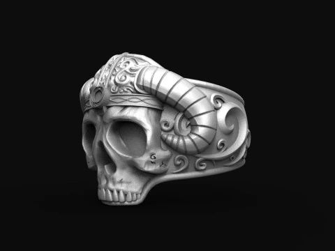 Viking Skull ring 3D Print Model