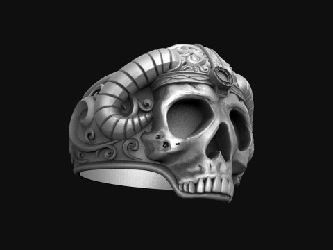 Viking Skull ring 3D Принт Модель