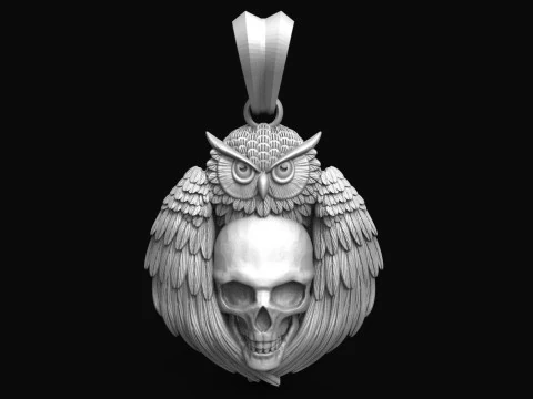 Pingente Coruja e Caveira Modelo de Impressão 3D