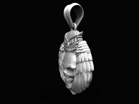 Owl and Skull pendant 3D Print Model