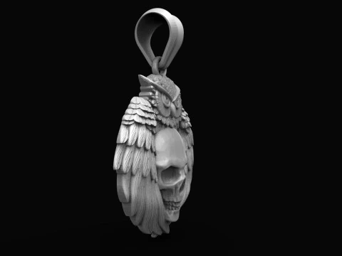 Owl and Skull pendant 3D Print Model