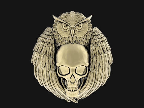 Owl and Skull pendant 3D-Druckmodell
