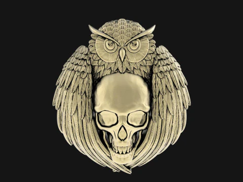 Owl and Skull pendant 3D Print Model