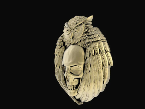 Owl and Skull pendant 3D Print Model