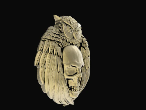 Owl and Skull pendant 3D Print Model