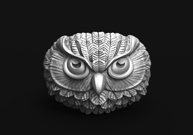 Owl ring Modello di stampa 3D .c4d .max .obj .3ds .fbx .stl .blend 