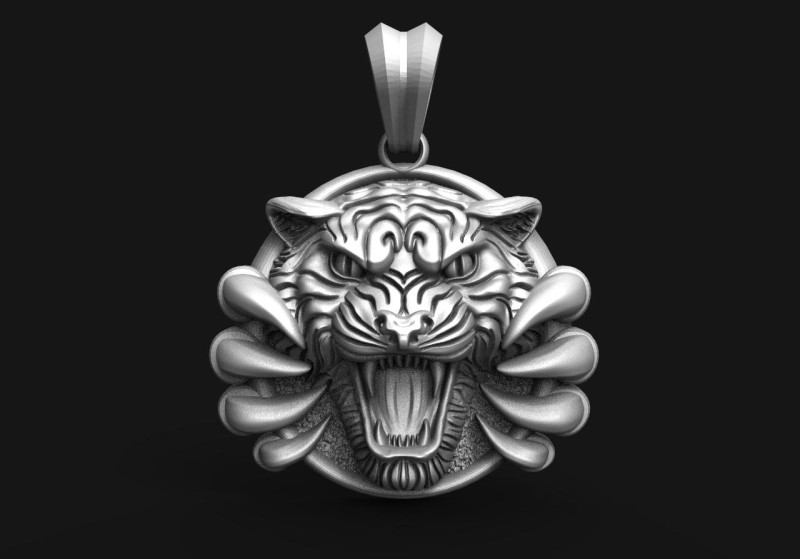 Tiger pendant Modelo de impresión 3D .c4d .max .obj .3ds .fbx .stl .blend 