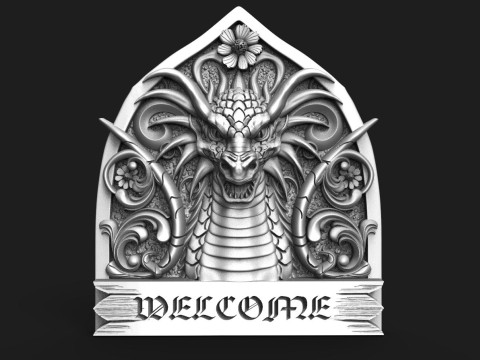 Dragon welcome sign CNC 3D Print Model
