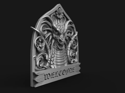 Dragon welcome sign CNC 3D Print Model