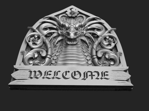 Dragon welcome sign CNC 3D Print Model