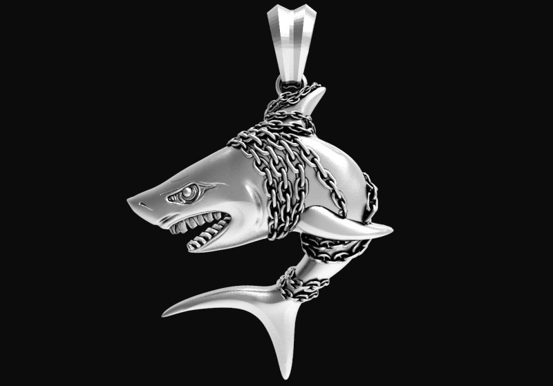 Shark pendant 3D-Druckmodell .c4d .max .obj .3ds .fbx .stl .blend 
