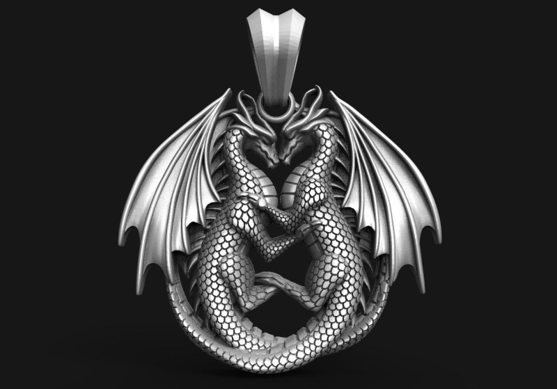 Dragon Love pendant 3D Print Model .c4d .max .obj .3ds .fbx .stl .blend 