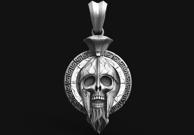 Spartan skull pendant 3D 프린트 모델 .c4d .max .obj .3ds .fbx .stl .blend 