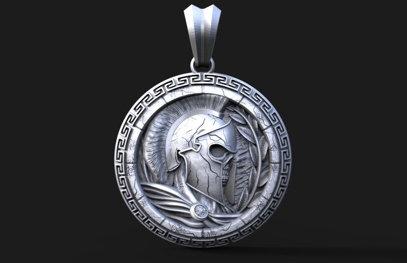 Spartan skull pendant 3D प्रिंट मॉडल .c4d .max .obj .3ds .fbx .stl .blend 
