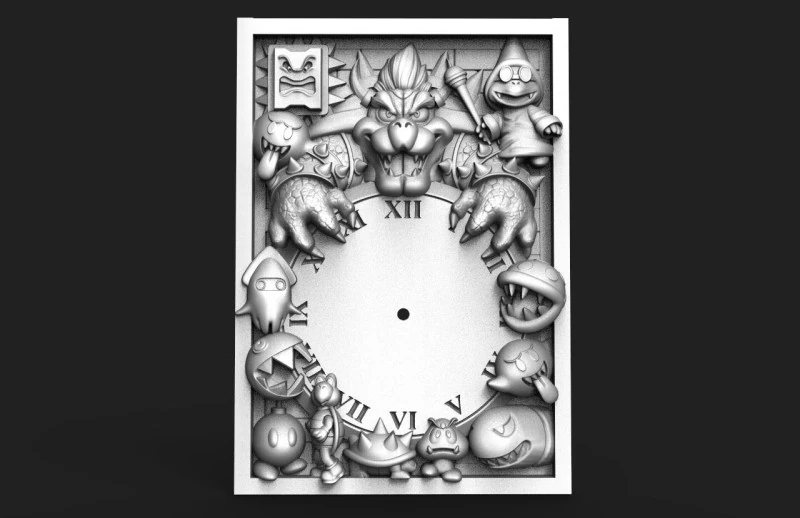 Bowser Wall clock CNC 3D Print Model .c4d .max .obj .3ds .fbx .stl .blend 