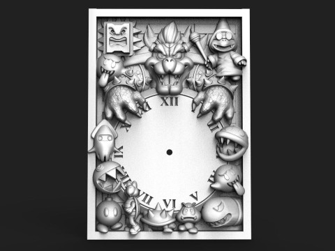 Bowser Wall clock CNC 3D Print Model