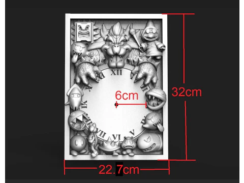 Bowser Wall clock CNC 3D Print Model